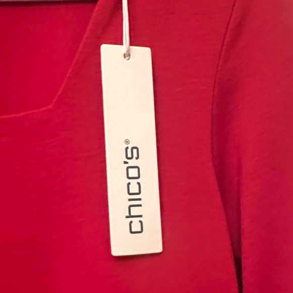 Chico's Bold Red Long Sleeve Tee Size 1 - Picture 4 of 8